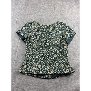 VTG Adrianna Papell Women's 8 100% Silk Floral Button Back Bodice Blouse Classy